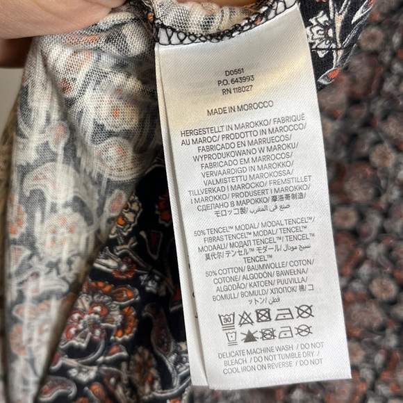 Boden Knot Front Short Sleeve Jersey Midi Dress Black Block Paisley Print Sz 4 - Picture 13 of 15